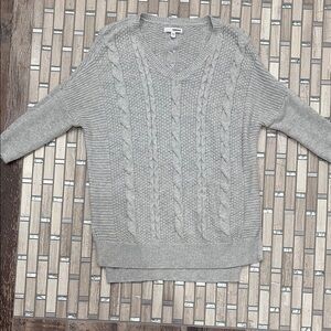Sonoma Gray V-Neck Cable Knit Sweater